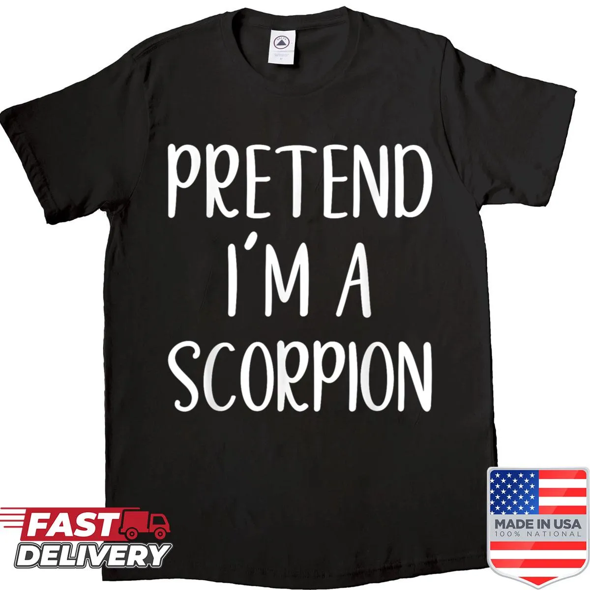 Playful scorpion costume graphic on a t-shirt