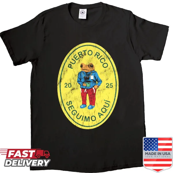 Graphic T-shirt celebrating Puerto Rico with a travel-themed design