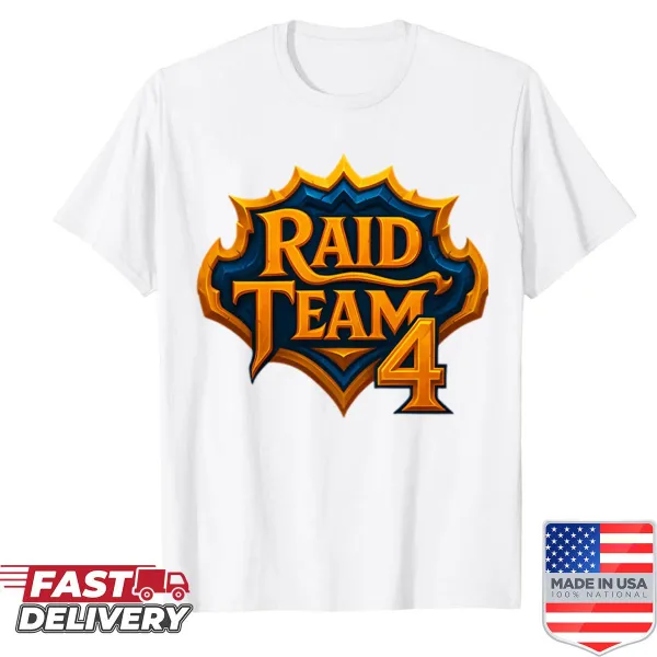 Illustrated gaming shirt featuring Raid Team 4 design