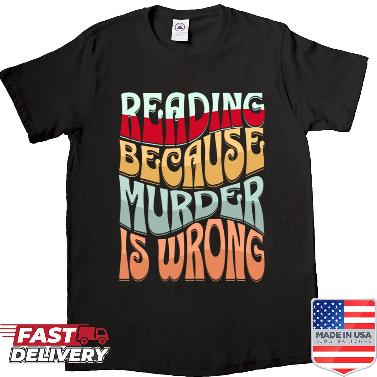 Funny text design promoting reading on a shirt