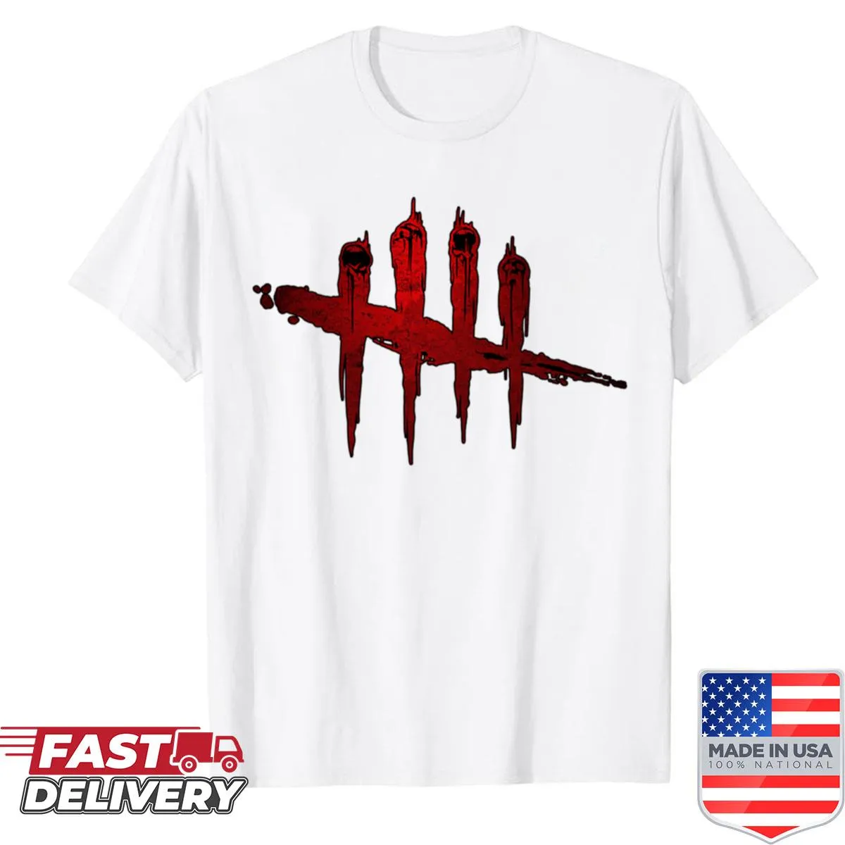 Blood-red logo shirt inspired by horror games