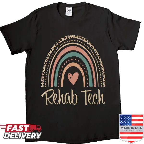 Boho rainbow shirt for rehabilitation technicians with colorful design