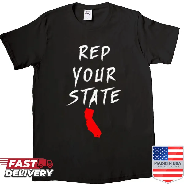 California pride shirt with text 'Rep Your State California'