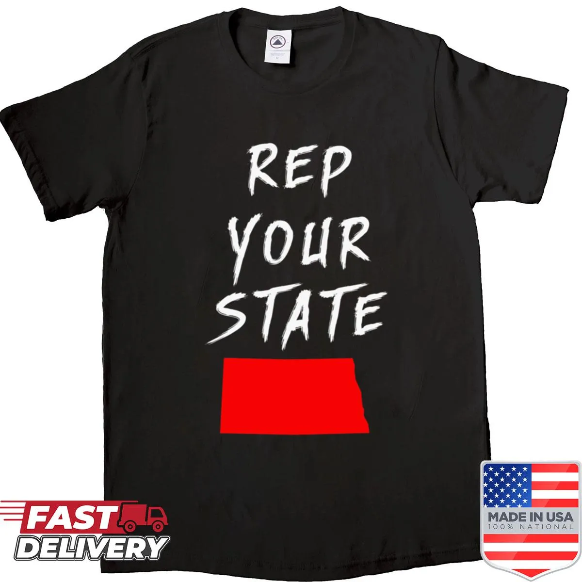 North Dakota themed shirt featuring a bold state emblem design