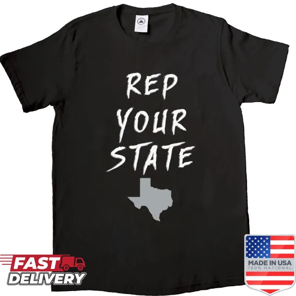 Bold typographic Texas T-shirt showcasing state pride
