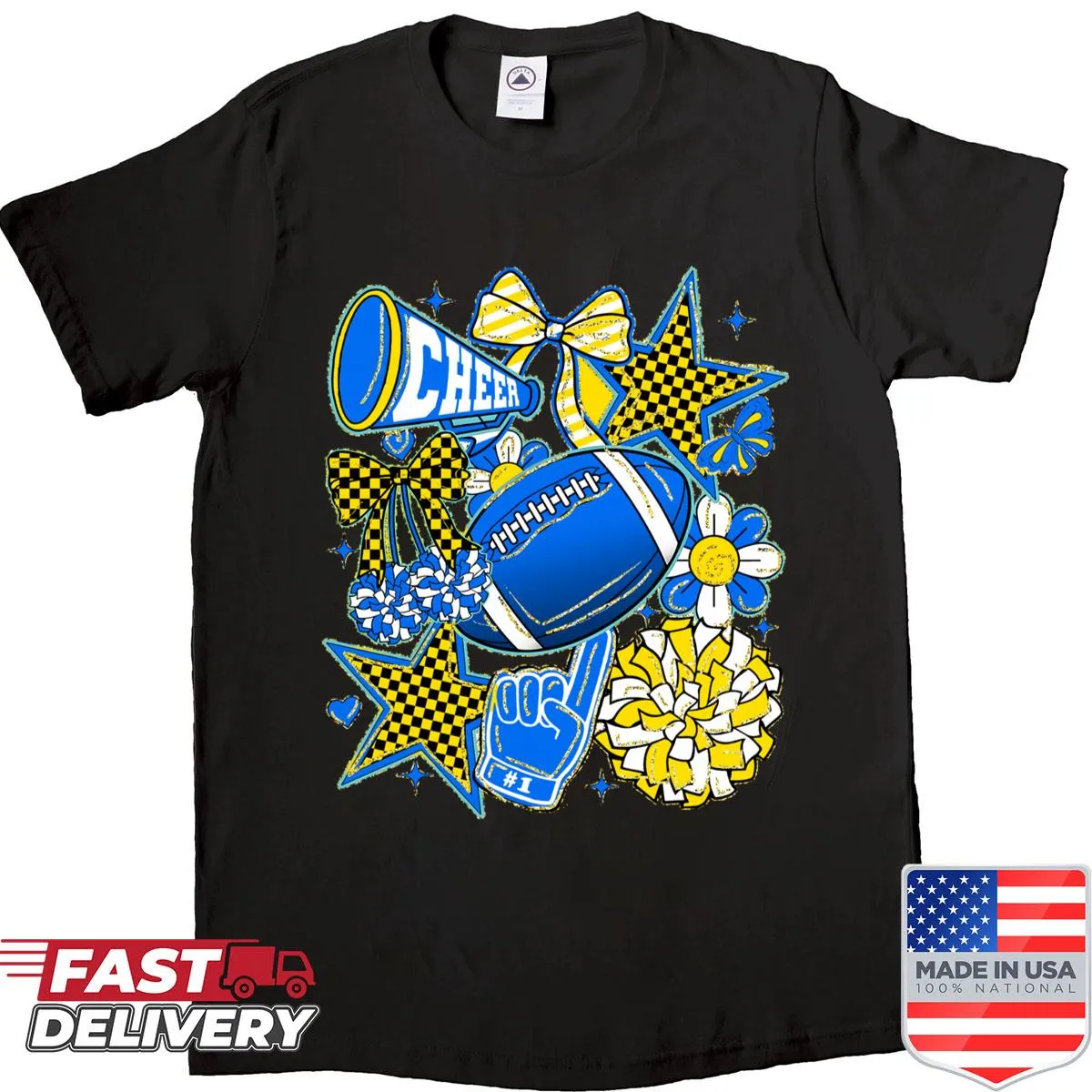 Retro cheer bow graphic for kids shirt