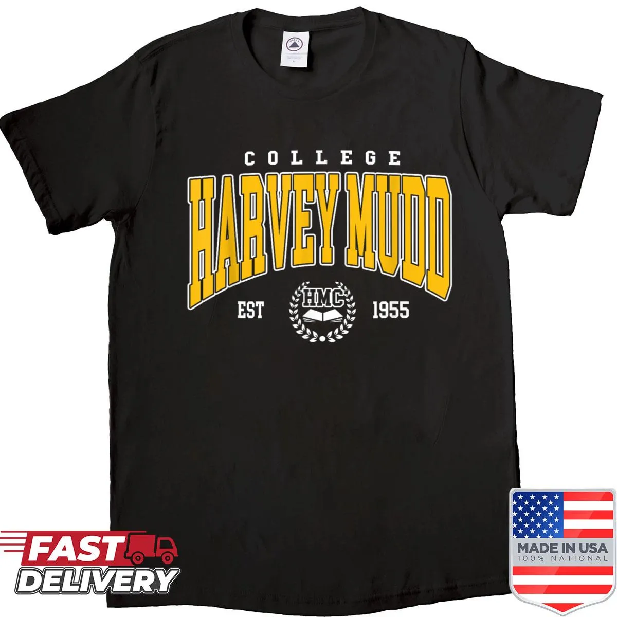 Vintage athletic T-shirt featuring Harvey Mudd graphic