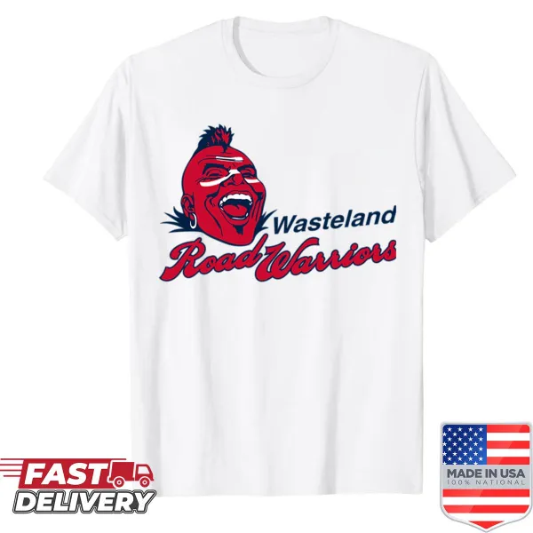 Graphic of road warriors emblem on a shirt.