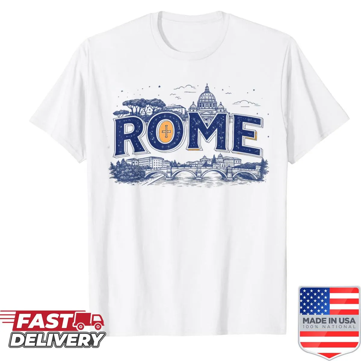 Vintage shirt featuring the skyline of Rome, Italy