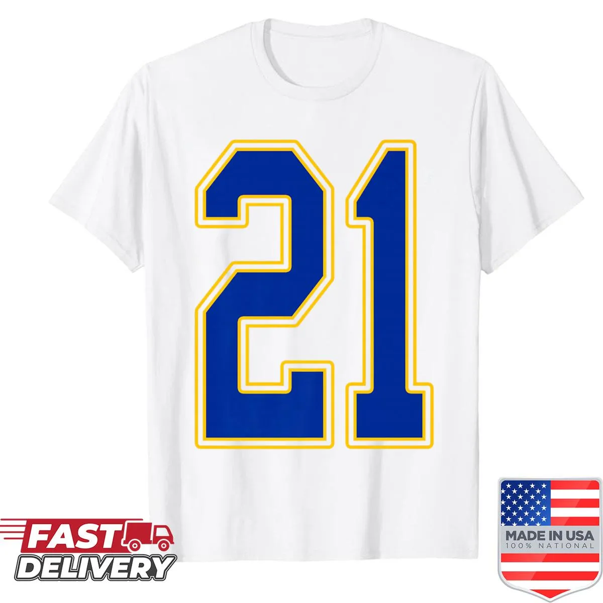 Number 21 jersey t-shirt with player uniform design