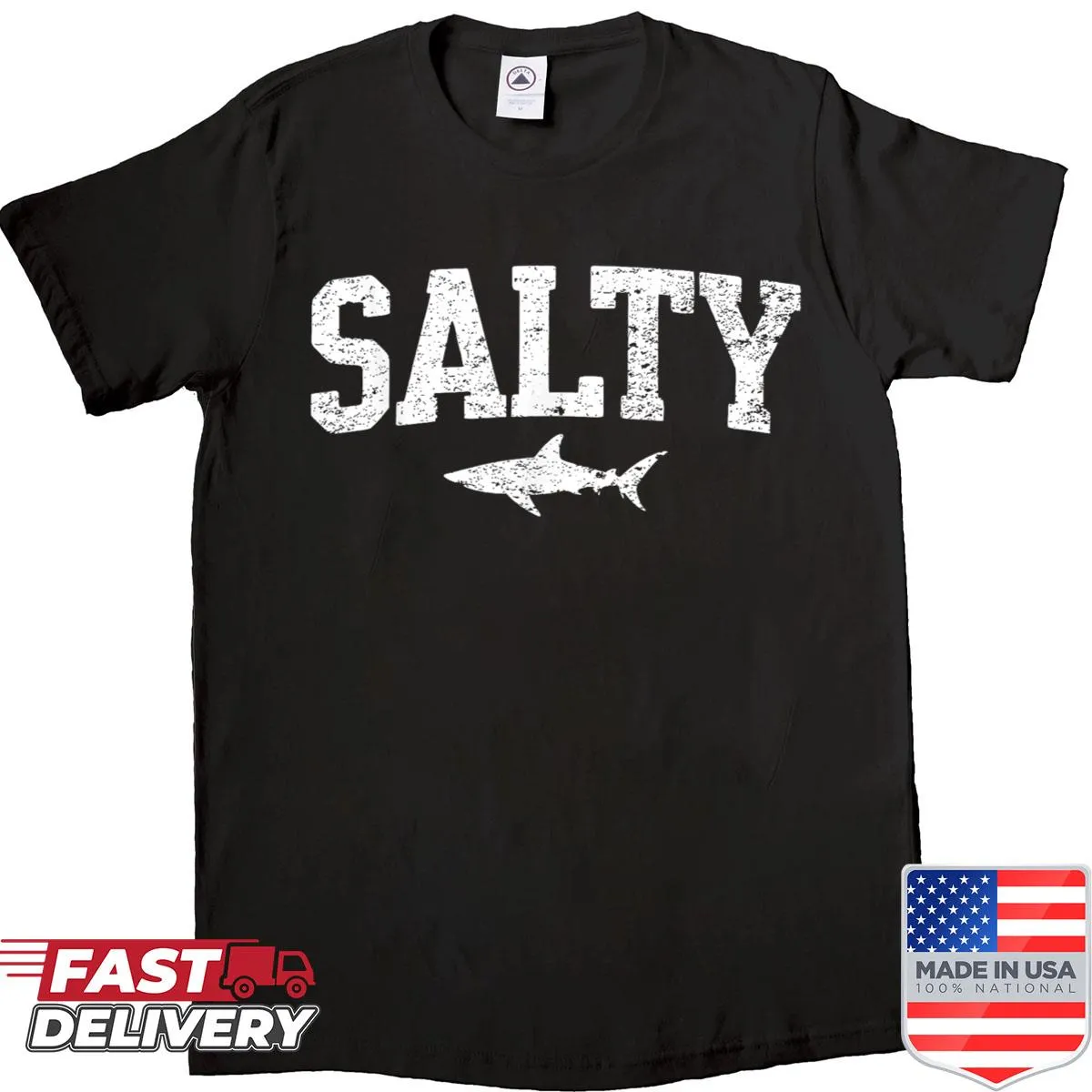 Vintage shark graphic T-shirt with a humorous twist