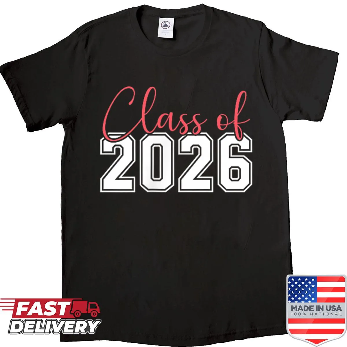 Class of 2026 graduation shirt with front and back print