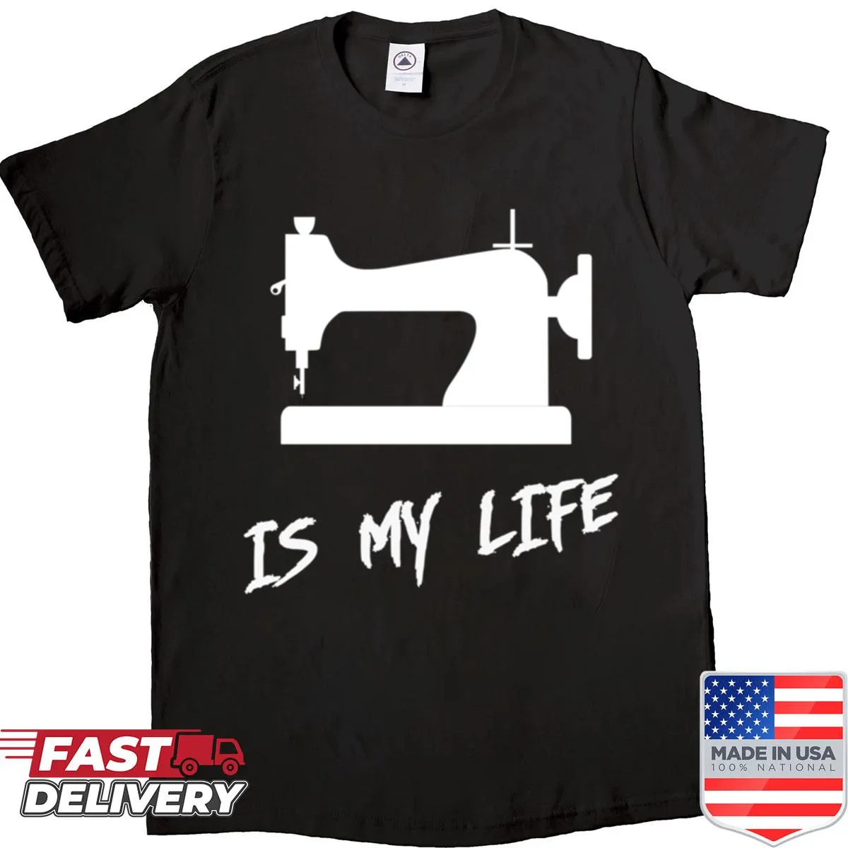 Typography shirt that says 'Sewing Is My Life'