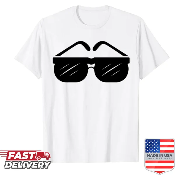 Playful shirt featuring sunglasses graphic and 'Shades' text