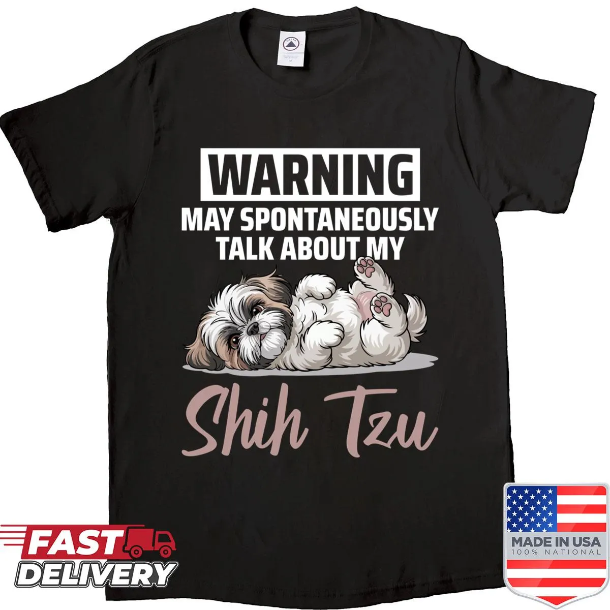 Illustration of a Shih Tzu dog on a t-shirt