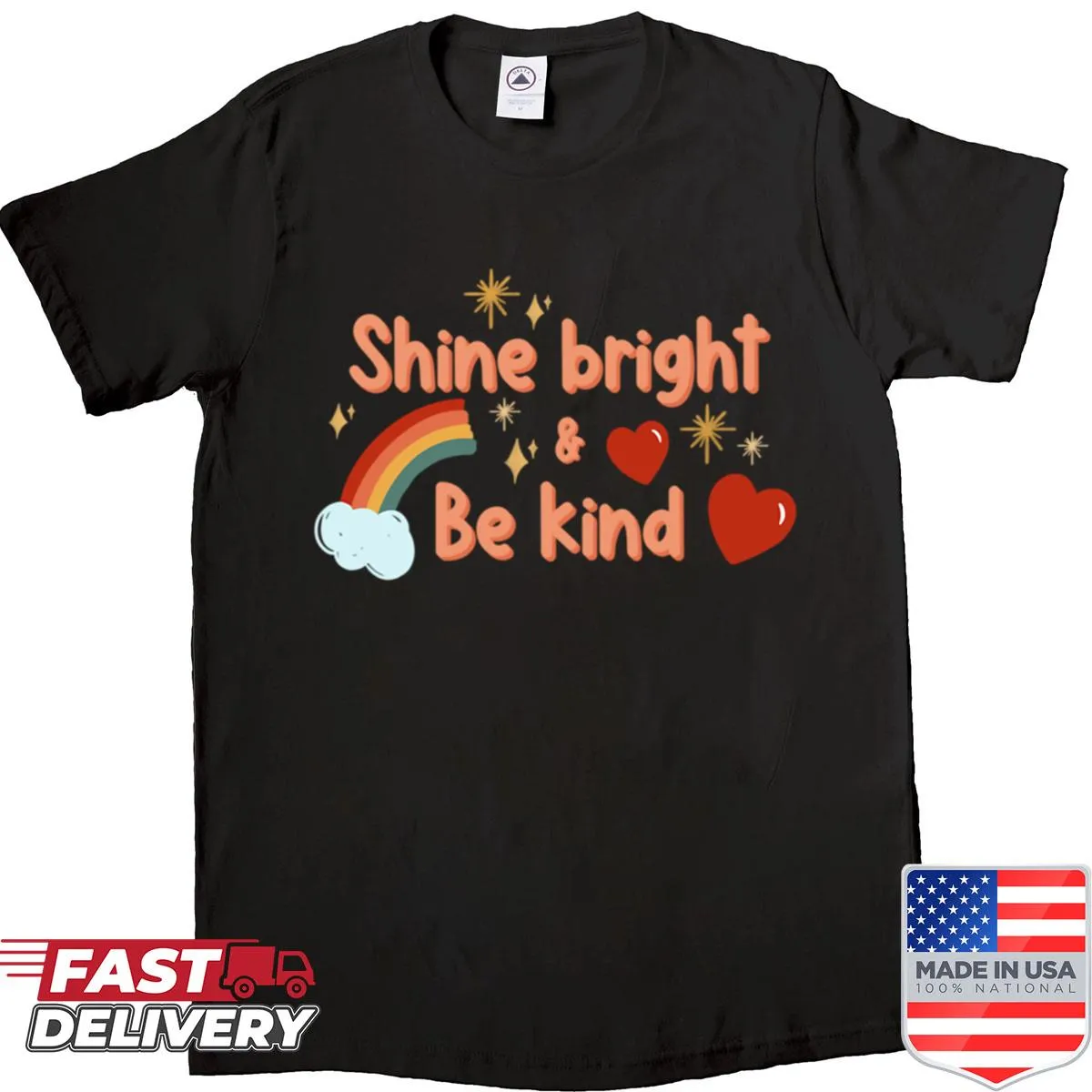 Typography shirt with the phrase 'Shine Bright'