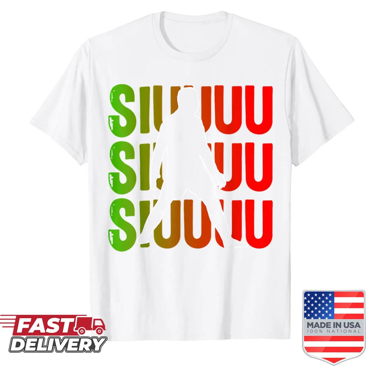 Funny soccer shirt for kids with Siuuuu text