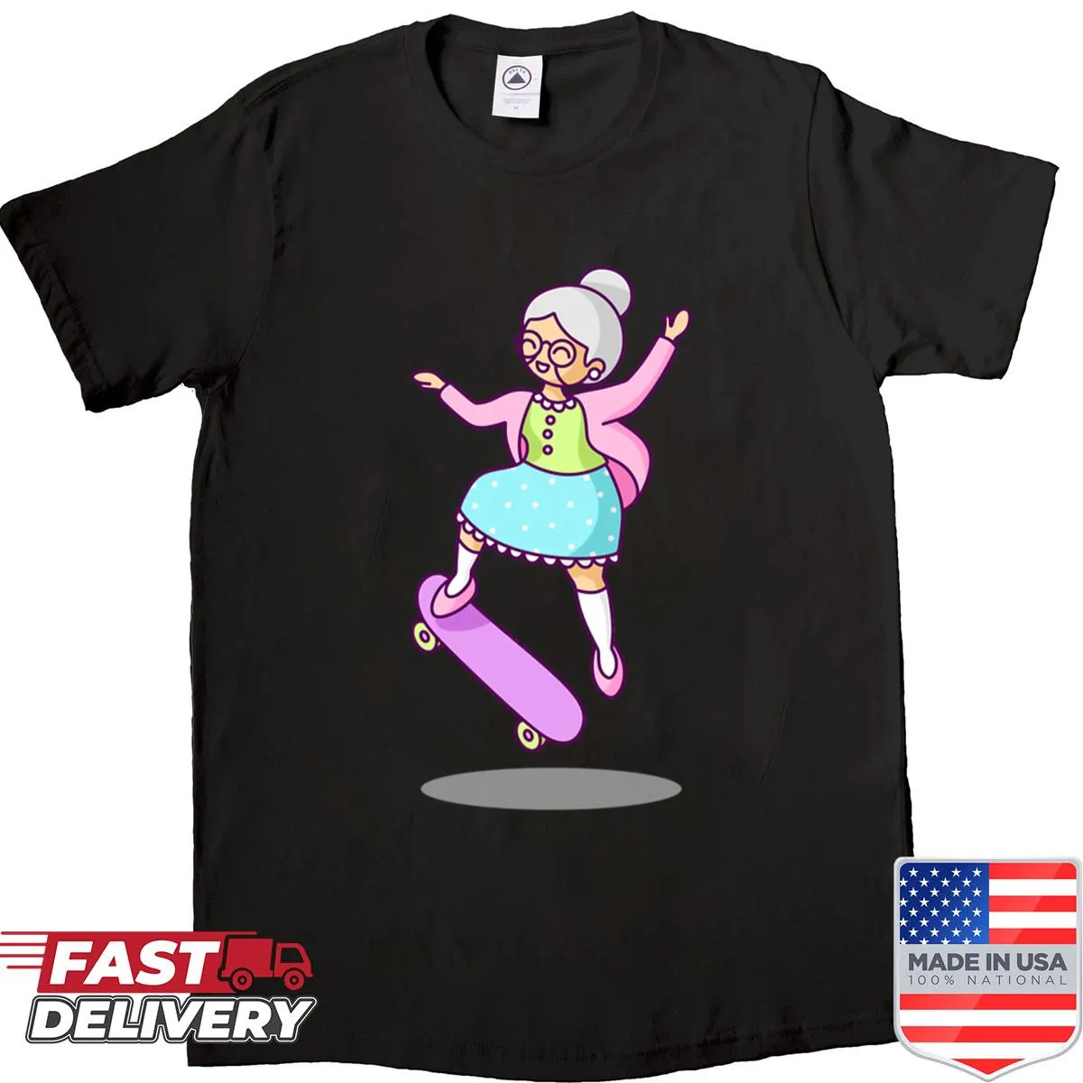 Skater Grandma T-shirt with playful typography design.