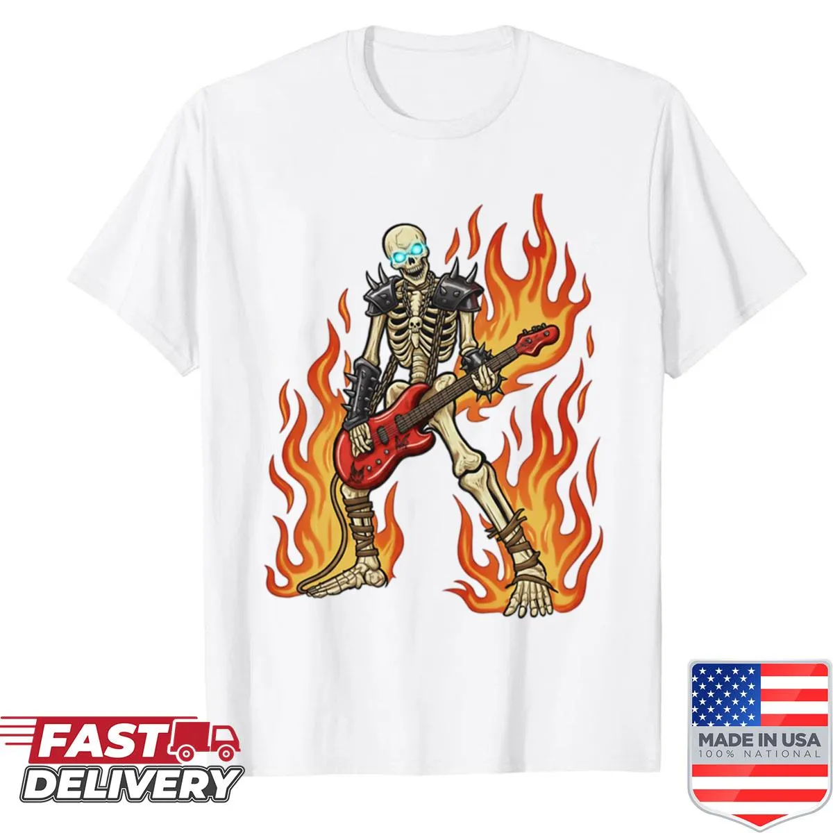 Skeleton playing bass guitar shirt for musicians