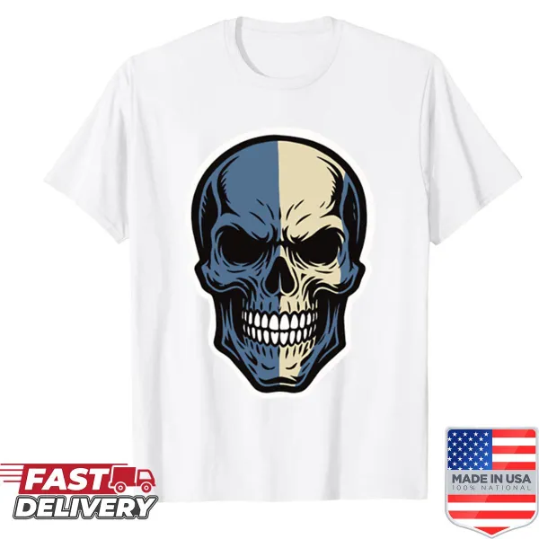 Bold skull graphic inspired by Braveheart themes on a shirt