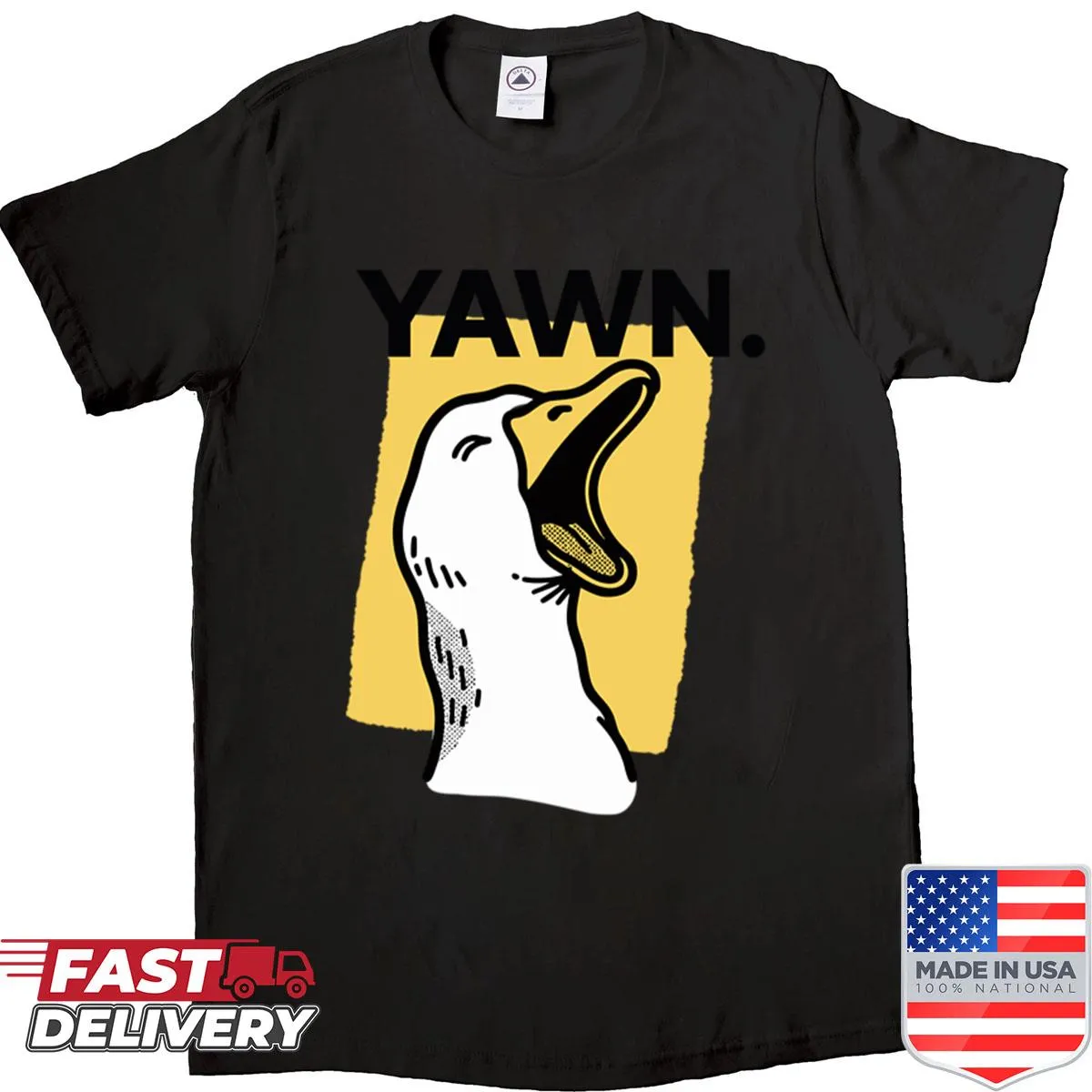 Funny sleepy goose graphic on a cozy coffee lover shirt