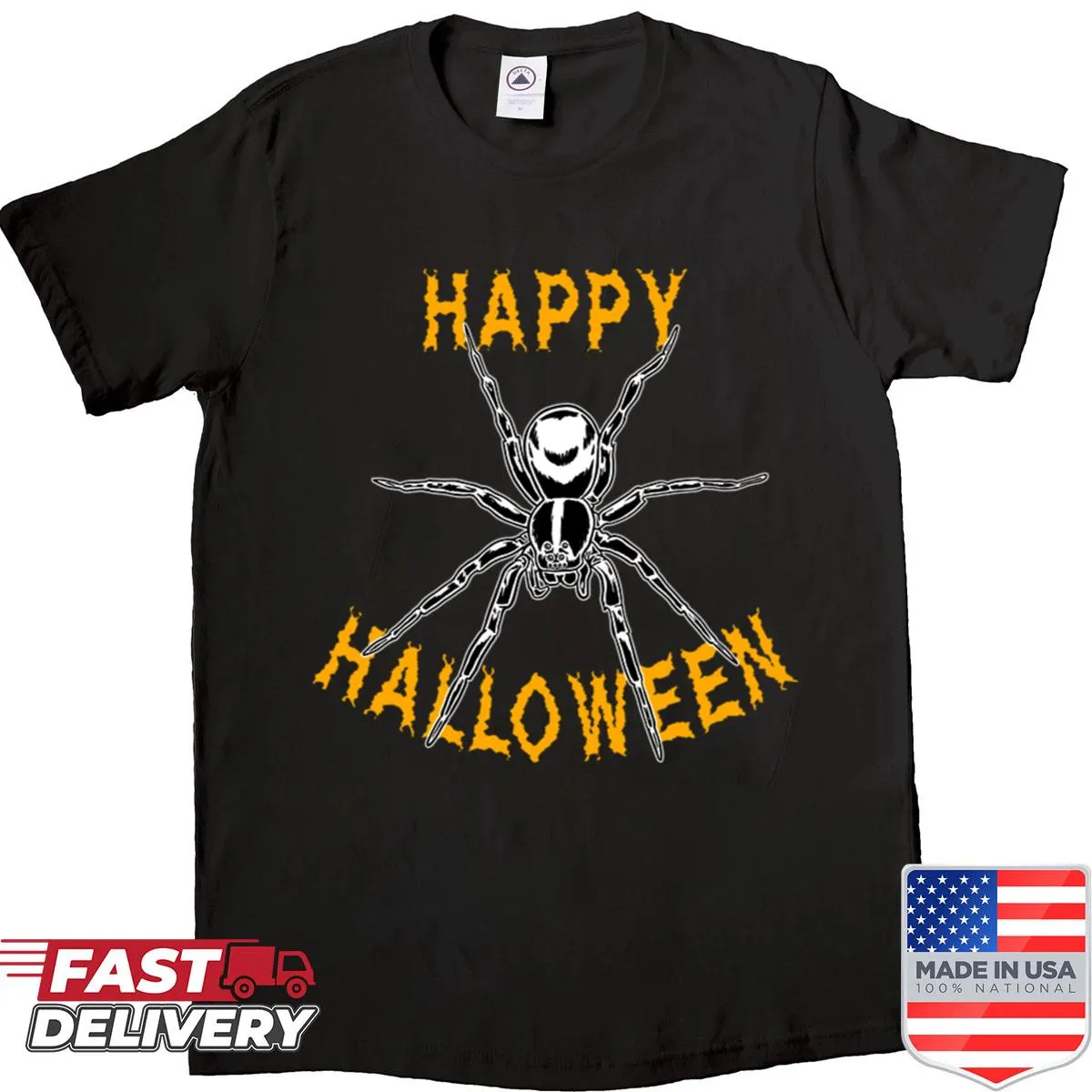 Halloween shirt featuring a playful cartoon spider design