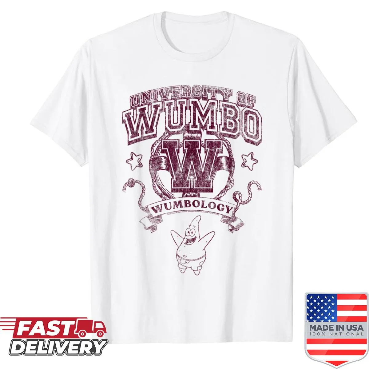Cartoon-style shirt featuring Patrick from Spongebob with Wumbo theme