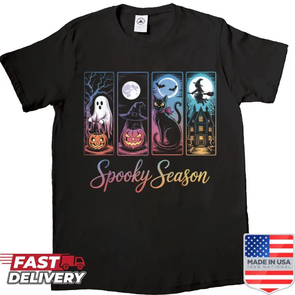 Vintage Halloween shirt with classic spooky season motifs