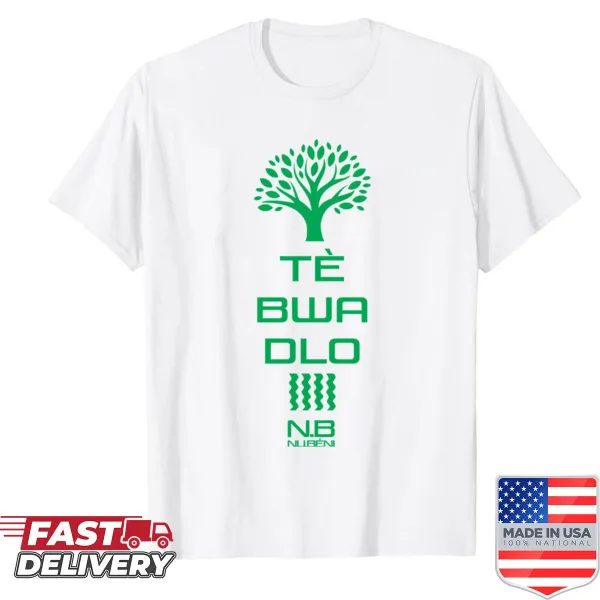 Abstract typography shirt featuring the phrase T Bwa Dlo