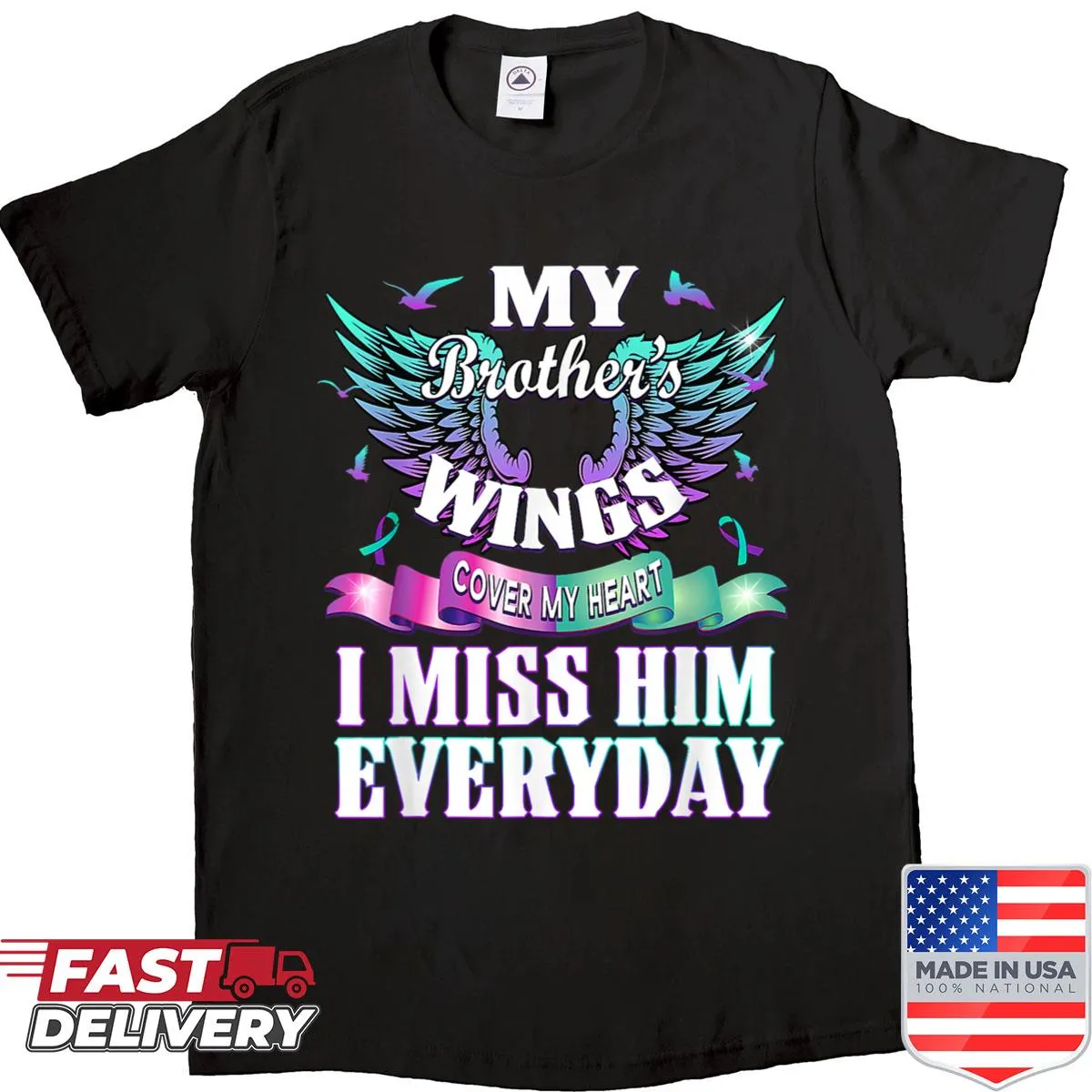 Teal and purple ribbon shirt for suicide awareness honoring brother