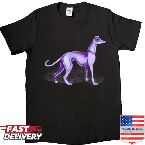 Whimsical shirt featuring a charming illustration of a purple dog