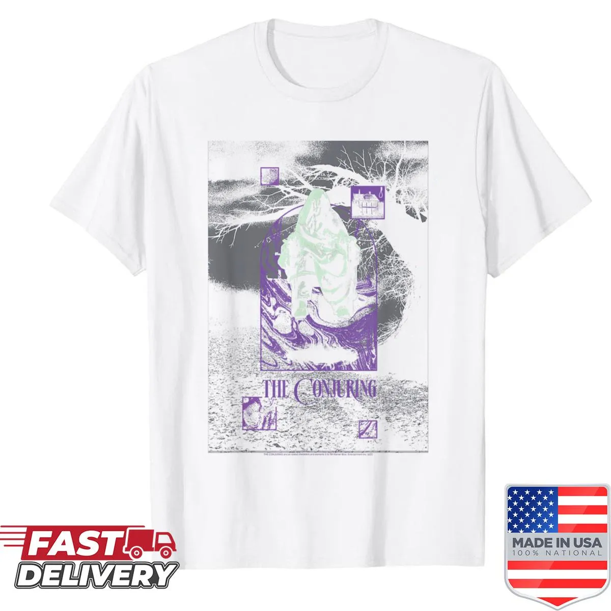 Collage design T-shirt inspired by 'The Conjuring' horror movie