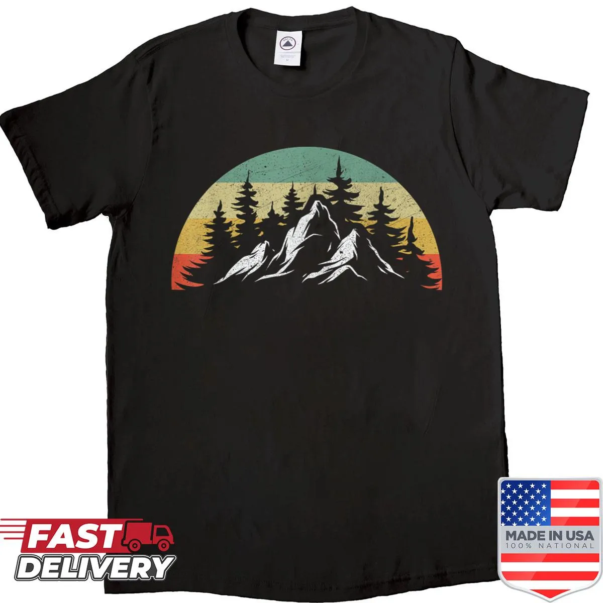 Vintage-style t-shirt featuring a forest and wildlife graphic