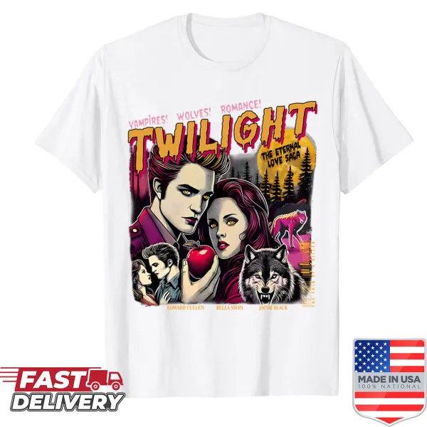 Illustrated Robert Pattinson fan art t-shirt for Twilight fans