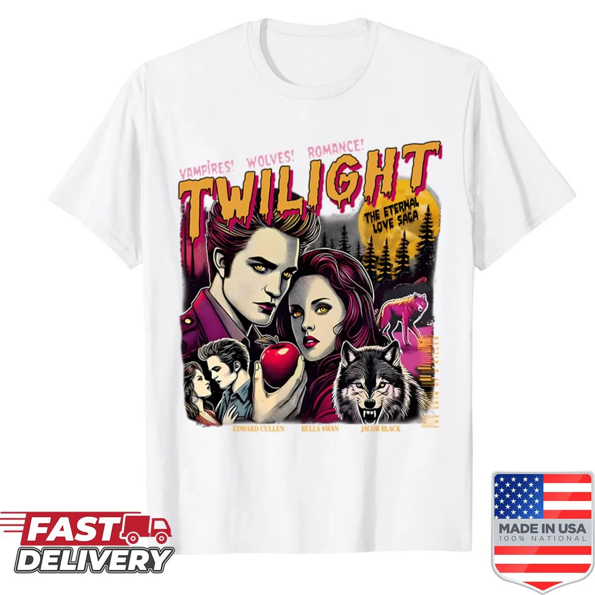 Illustrated Robert Pattinson fan art t-shirt for Twilight fans