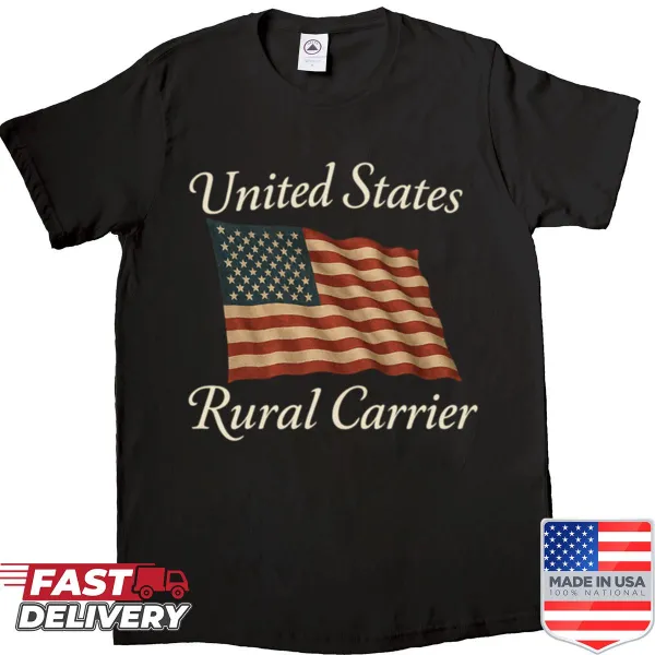 Vintage-style shirt for rural postal carriers, featuring bold text.