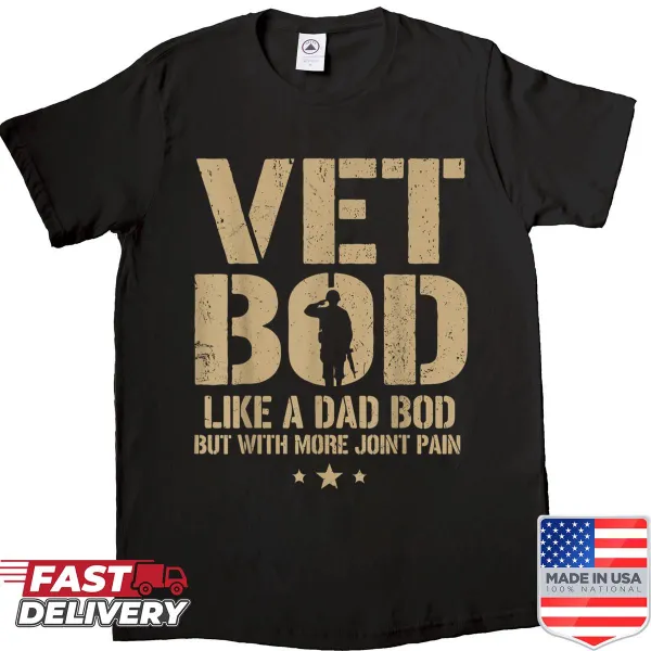 Vintage distressed t-shirt for veterans with humorous text about veteran life