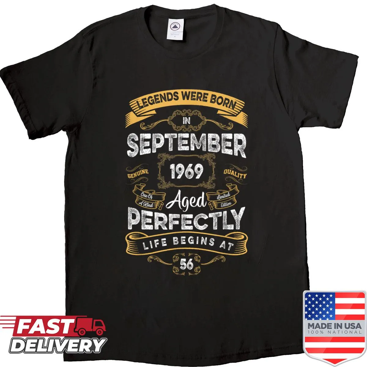 Vintage-style 56th birthday shirt with September 1969 theme