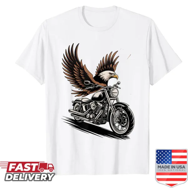 Vintage biker shirt with eagle rider emblem in a classic style