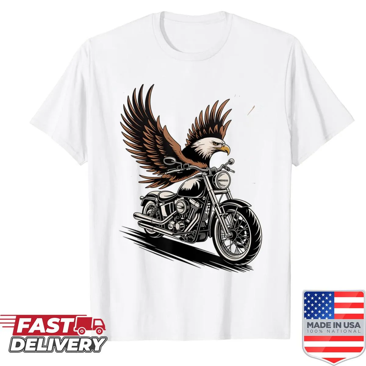 Vintage biker shirt with eagle rider emblem in a classic style