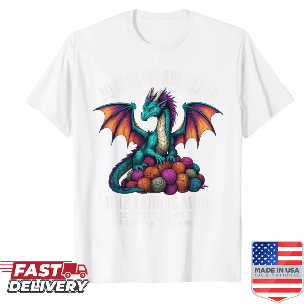 Cartoon shirt of a yarn dragon for knitting and crochet lovers