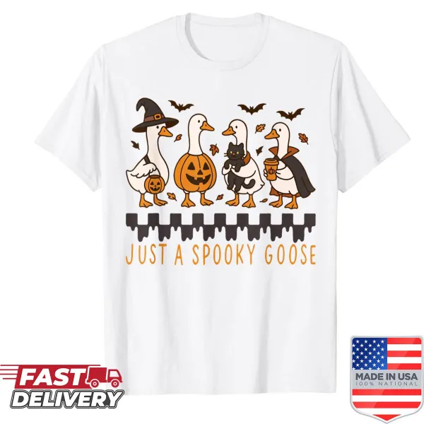 Cute Halloween shirt with an illustrated spooky goose