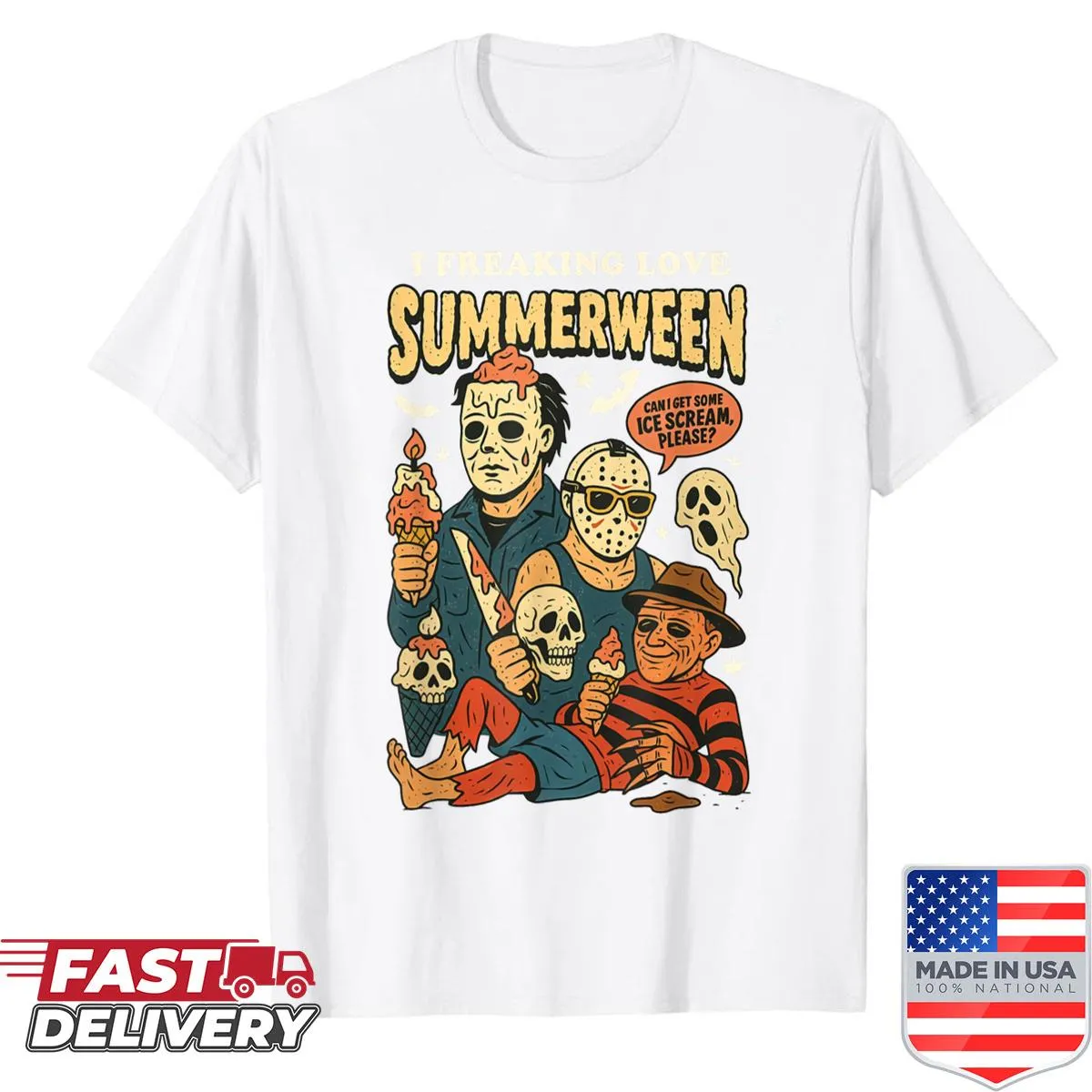 Vintage Summerween horror-themed shirt for Halloween