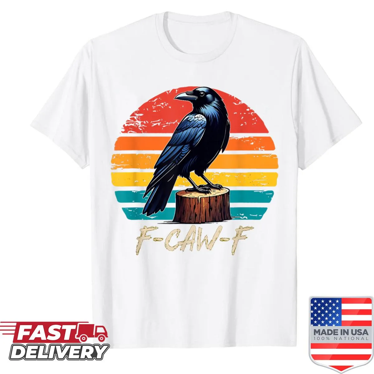 Vintage crow graphic humor shirt with distressed text for Halloween