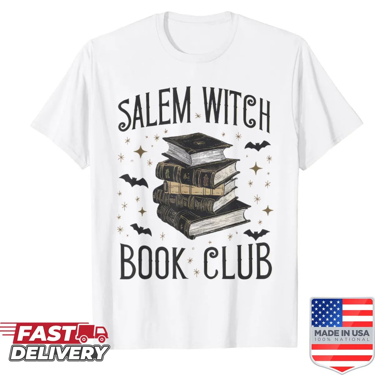 Vintage Halloween book club shirt with black cat design