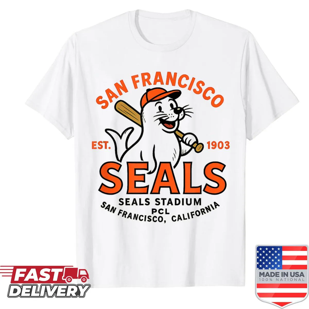 Vintage San Francisco Seals baseball logo shirt