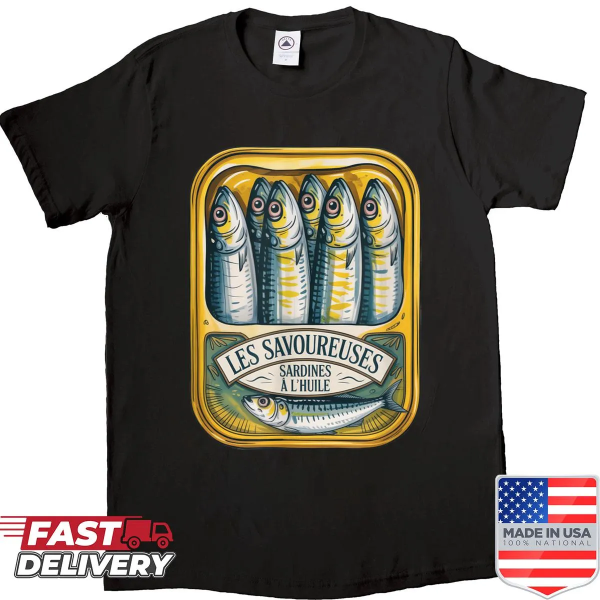 Retro shirt with sardine tin art design