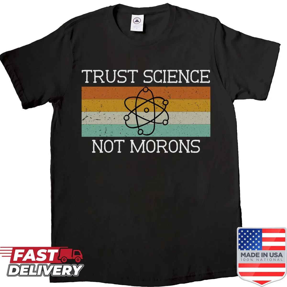 Vintage distressed shirt with the slogan 'Trust Science Not Morons'