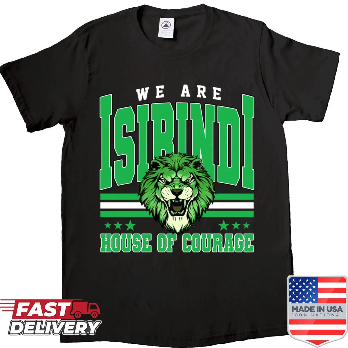 Retro school shirt with Isibindi mascot design for cheering