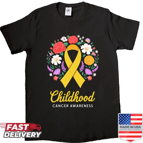 Yellow ribbon design shirt for childhood cancer awareness